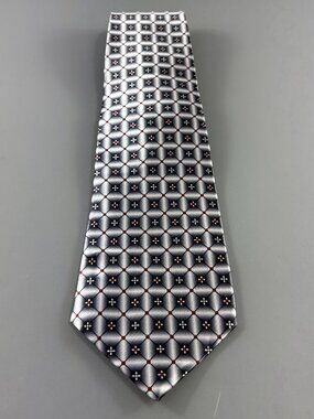 Charles Raymond Silver / Black Geometric - Floral Men's Tie 3 3/4" x 56"